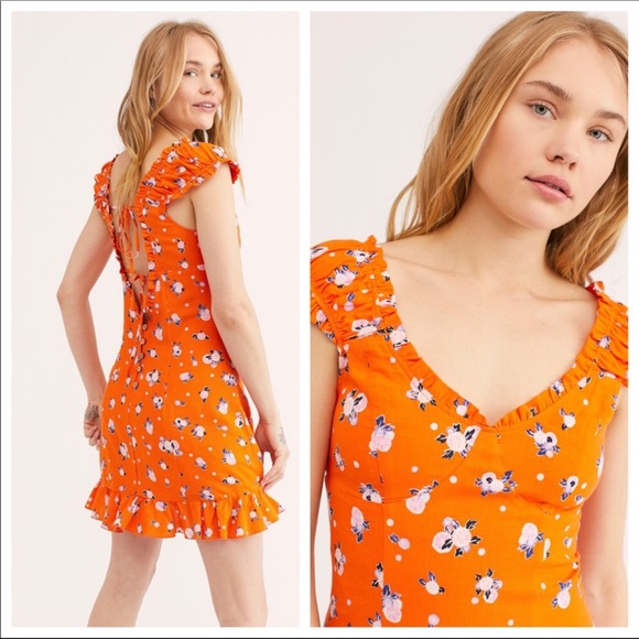 FREE PEOPLE BOHO V-NECK TIE BACK MINI DRESS A2C - Picture 8 of 16